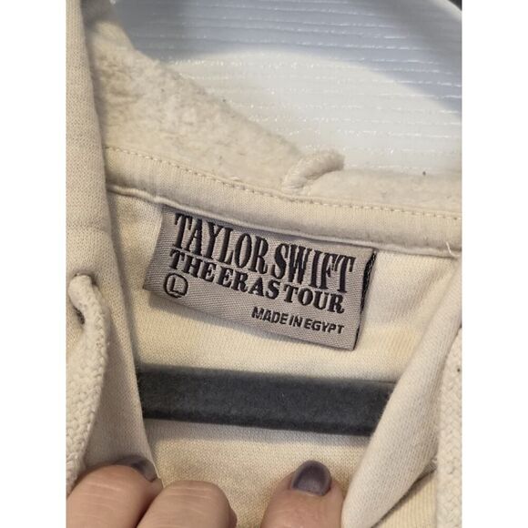 Taylor Swift The Eras Tour Unisex Merch Concert Fleece Hoodie Beige | L GUC - Picture 4 of 16